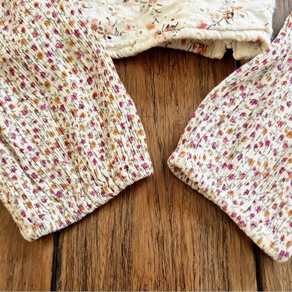 American Eagle Cotton Linen Floral Eyelet Crop Top Cottage Peasant Boho Small - Picture 5 of 14